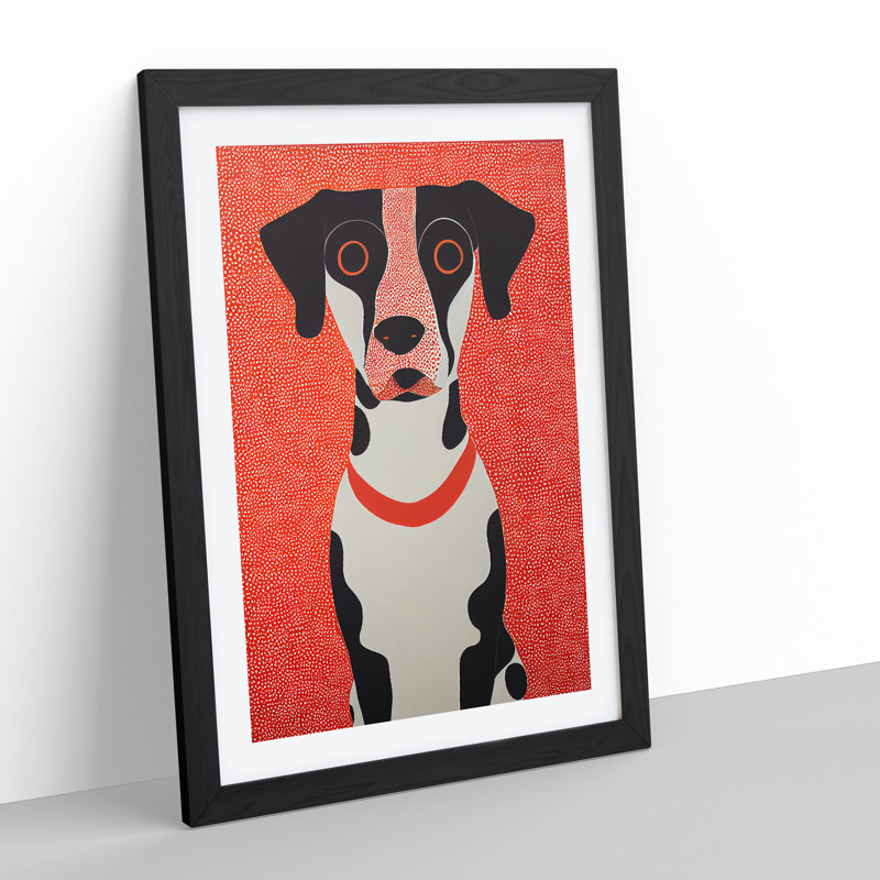 Cute Dog Abstract - Single Picture Frame Print, 64cm H x 46cm W x 2cm D, Black
