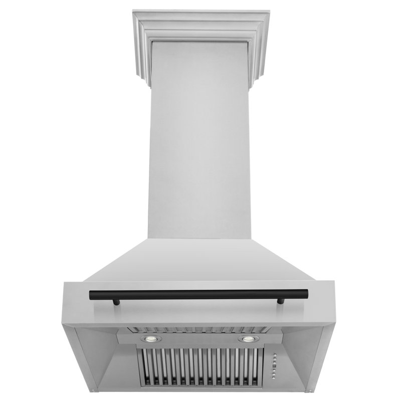 ZLINE Autograph Edition 30 in. Stainless Steel Range Hood with Stainless Steel Shell and Handle, Matte Black