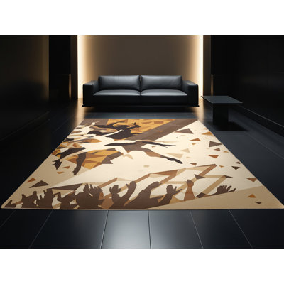 Tapis abstrait éclectique beige Orfelinda Performance