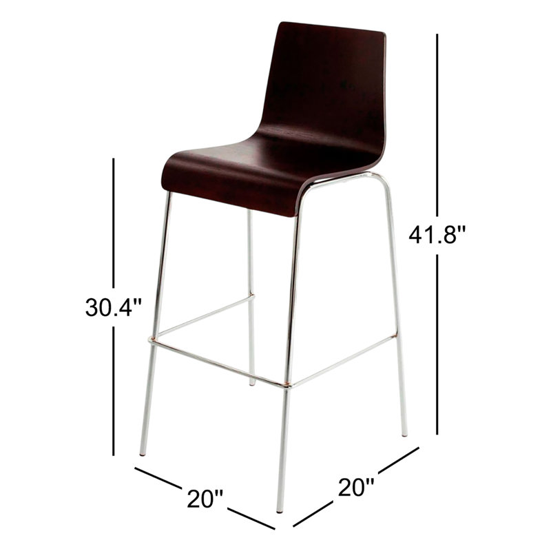 Full Back Bar & Counter Stool, Graphite Oak, Bar Stool (30.4" Seat Height)