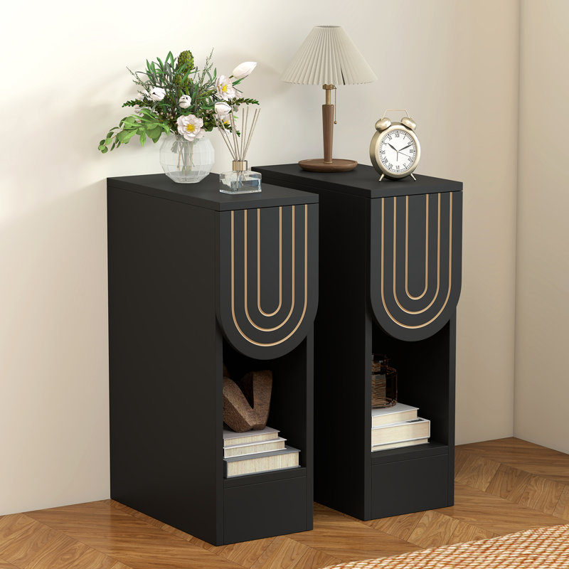 Table de bout avec rangement, Noir