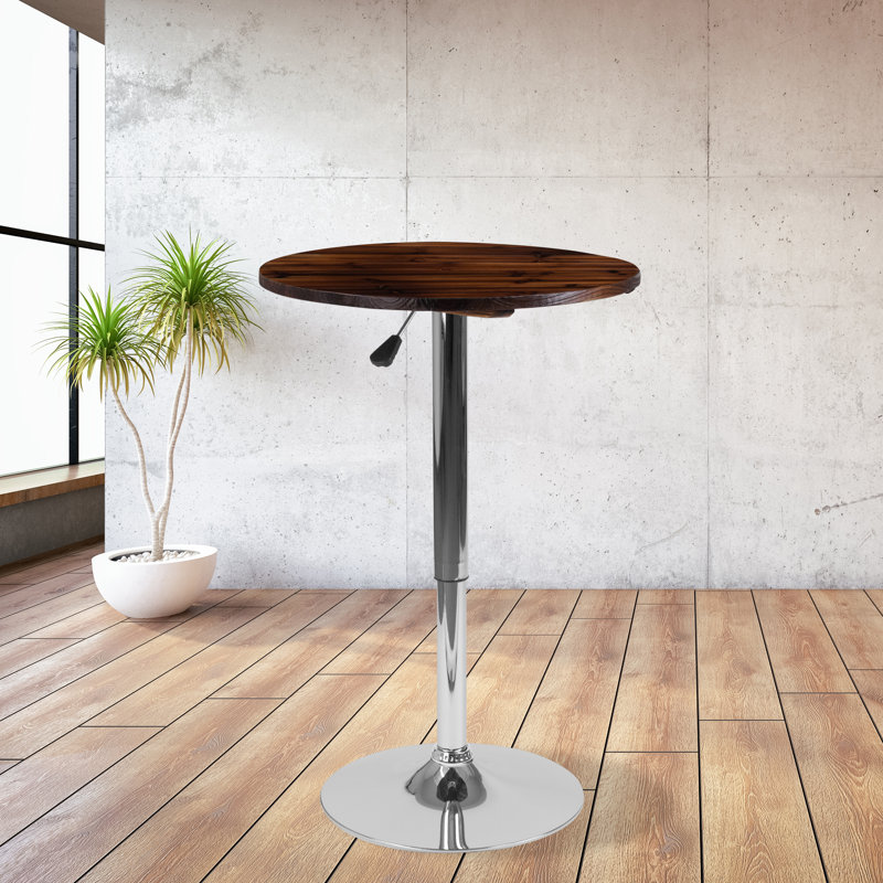 Cohan 23.5" Round Adjustable Pine Wood Table (Adjustable Range 26.25" - 35.5")