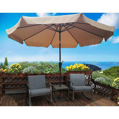 Table ronde de jardin de 10 pi avec porte-parapluie ronde avec manivelle et bouton-poussoir inclinable pour terrasse de jardin