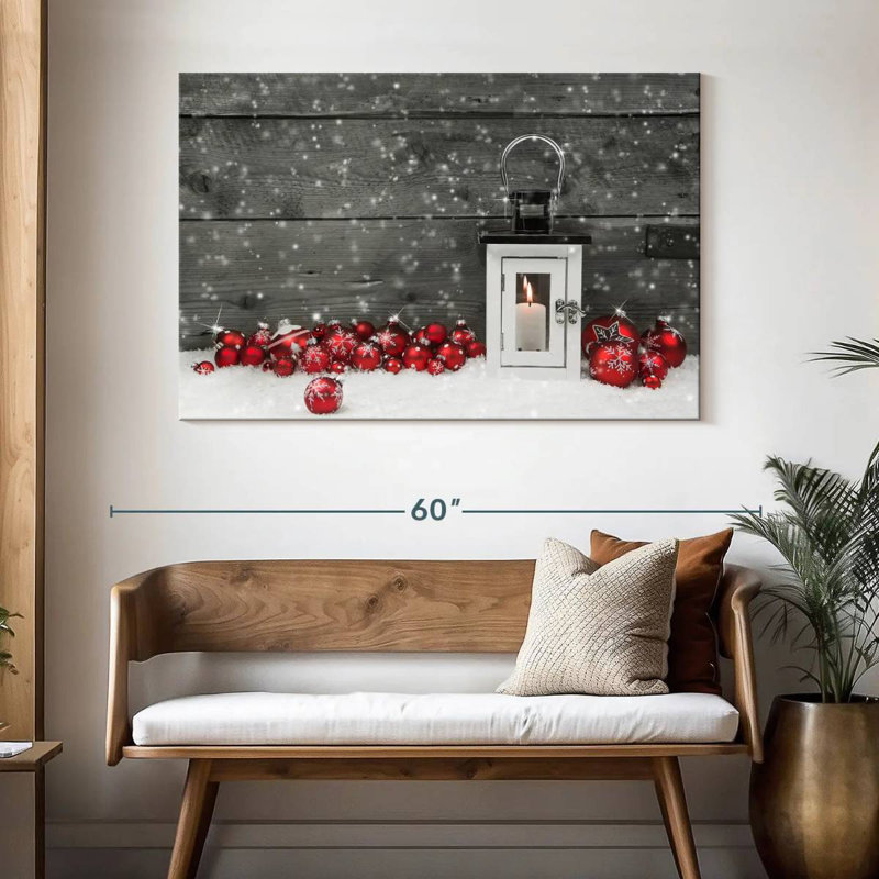 Boules de Noël rouge vif, H 32 po x l 48 po