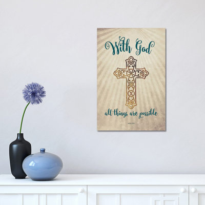 With God 1 Piece Wrapped Canvas Wall Art