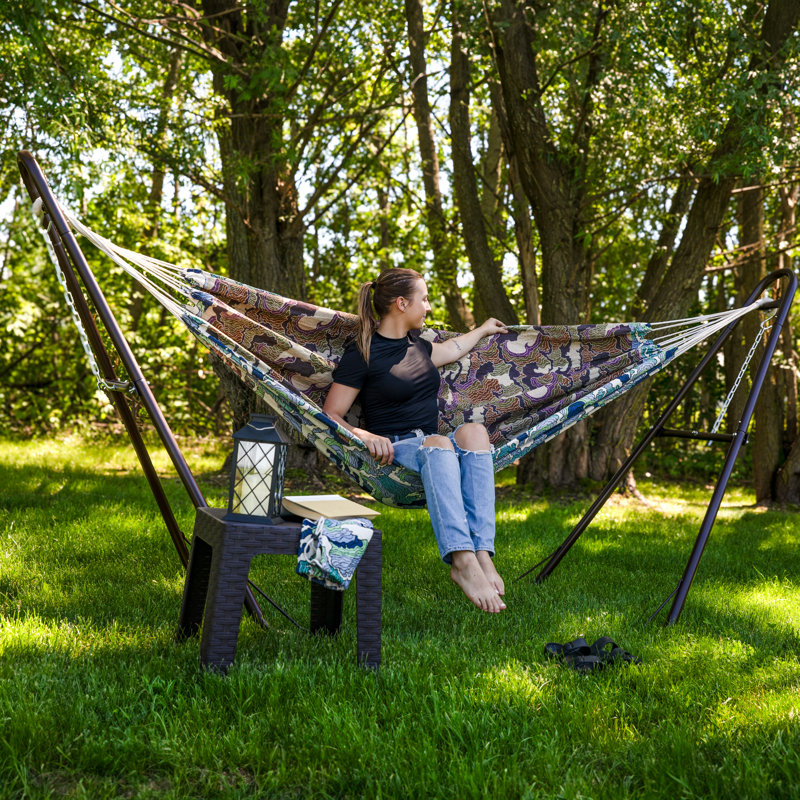 Hamac double 2 personnes en jacquard - Vagues blanches