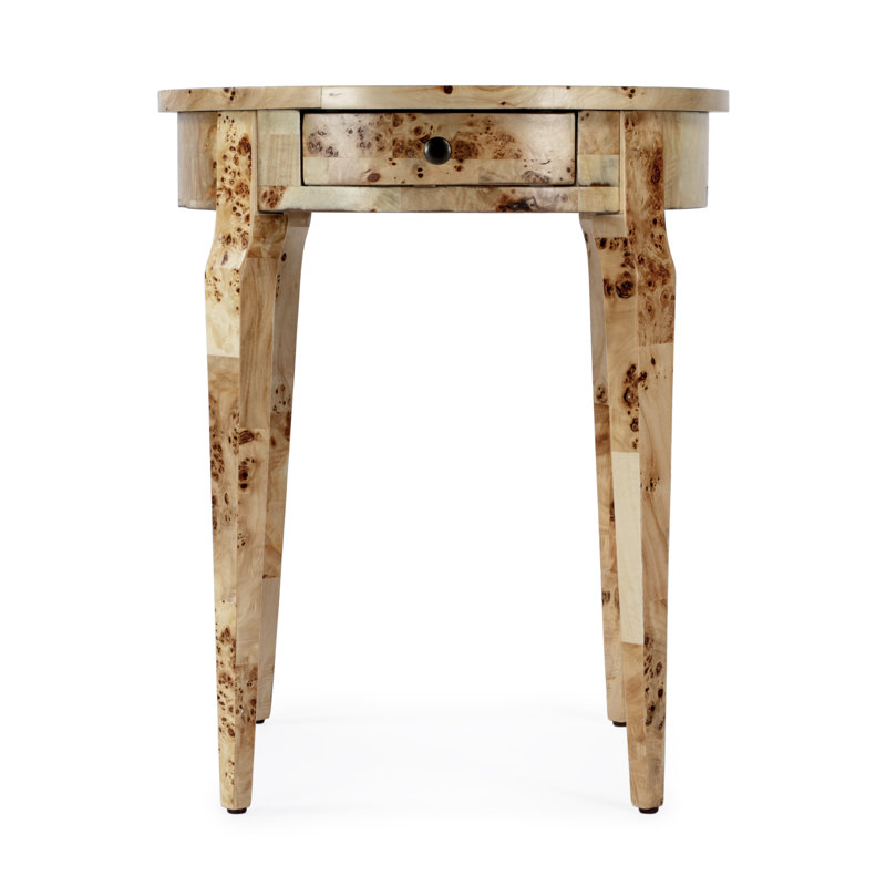Archer 1 Drawer Burl Side Table, Natural 