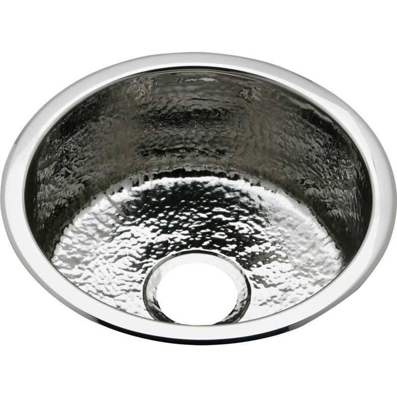 Elkay Stainless Steel 16" L x 16" W Dual Mount Kitchen Sink, Hammered Mirror