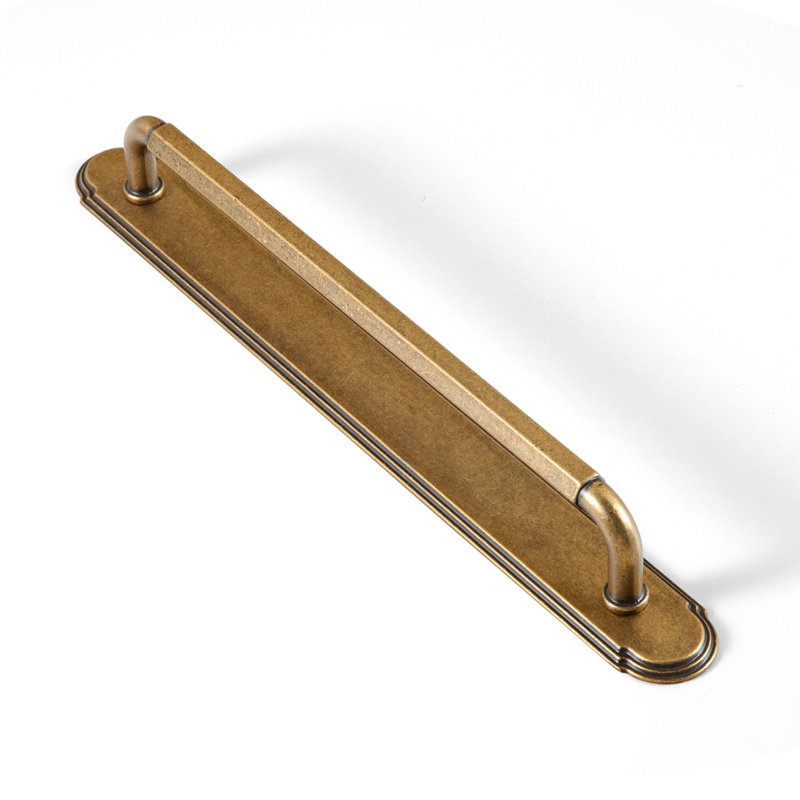 Ensemble de poignées de bar classiques avec contre-plaque (G014), 7 3/5", Laiton antique