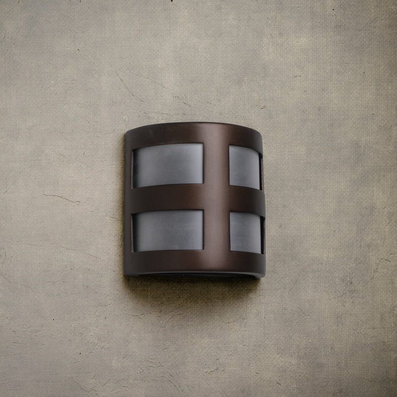 Coan Ceramic Outdoor Wall Light, LED Bulb Included, 9" H x 9.5" W x 5" D, Rubbed Bronze