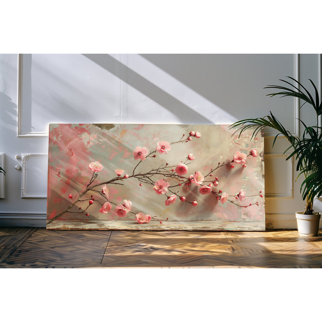 Wandbild 120x60cm Blüten Baumblüten Rosa Kunstvoll Frühling