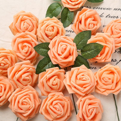 30Pcs Artificial Flowers Foam Roses With Stems 8Cm Roses Flowers