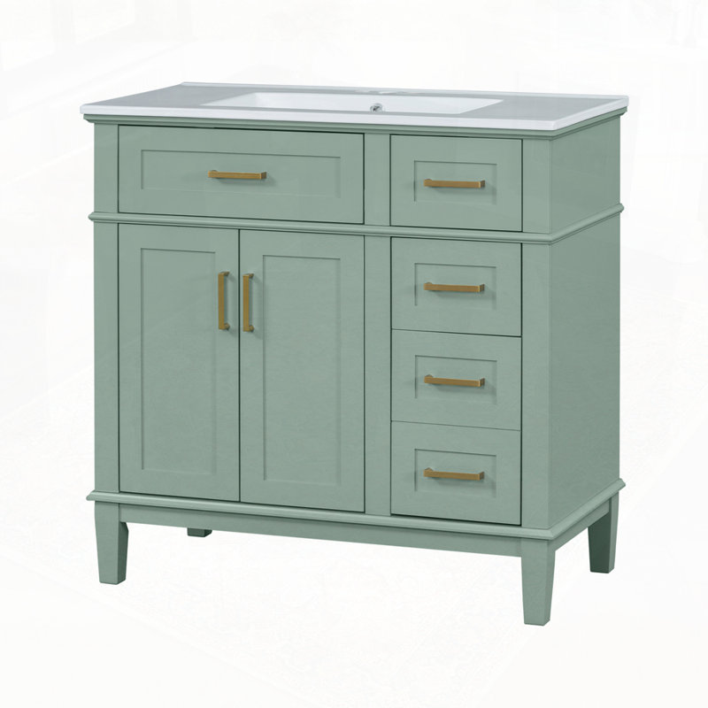 Meuble-lavabo de salle de bain avec lavabo, Vert