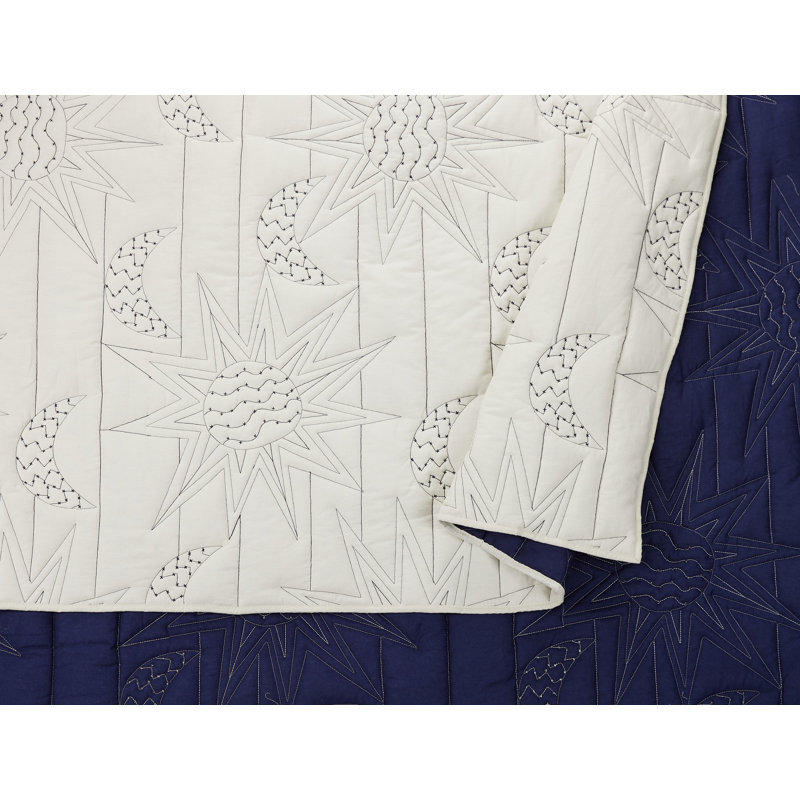 Ensemble de courtepointe réversible Sun and Moon, Courtepointe pour lit simple + 1 taie décorative