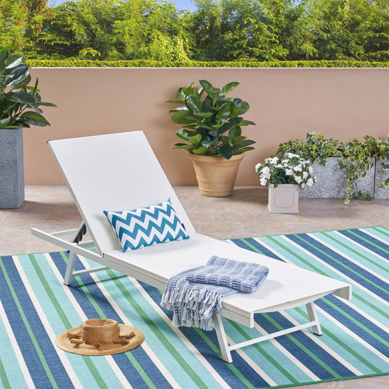 SALTON CHAISE LOUNGE With Durable Outdoor Mesh And Rust-Proof Aluminum Frame For Comfortable Sunbathing And Poolside Relaxation