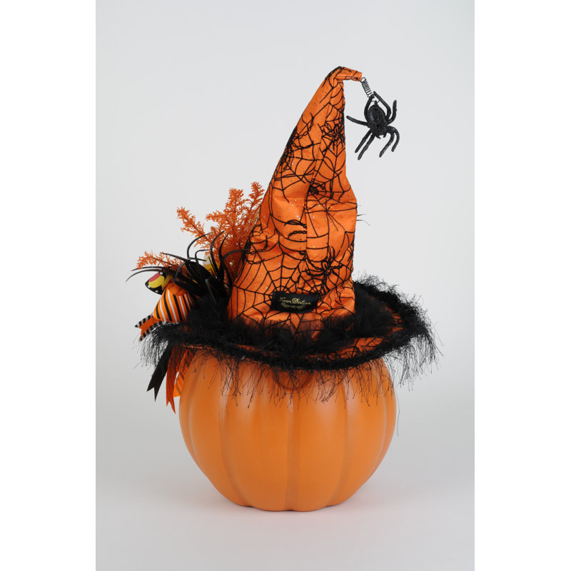 Lighted Pumpkin With Orange Hat