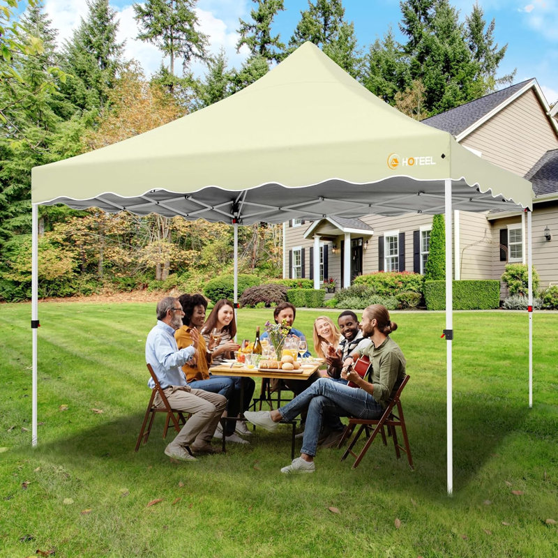 3x3m Pop Up Canopy, Easy Setup Canopy Tent with Sandbags, Khaki