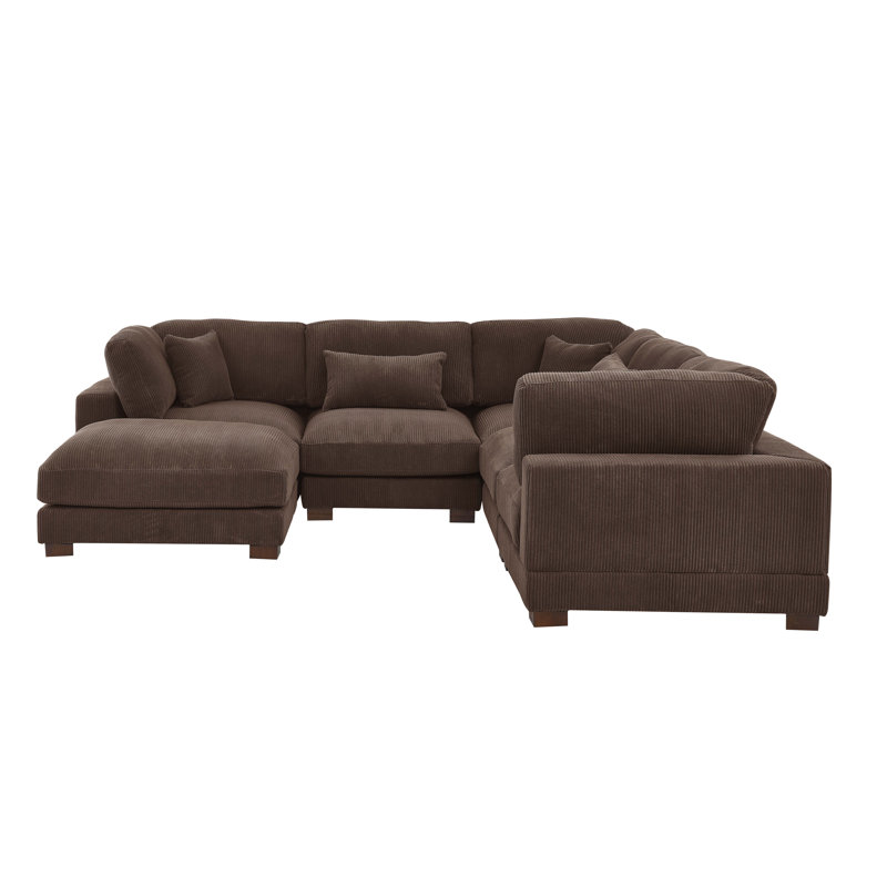 Middale Modular Sectional, Dark Brown Corduroy