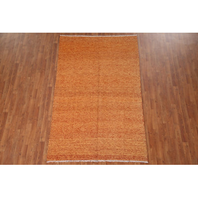 Tapis oriental orange en laine Kilim 5 x 8