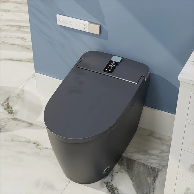 Toilette intelligente avec couvercle à ouverture automatique, chasse d'eau automatique et bidet, chauffage instantané sans réservoir, télécommande sans fil, conception moderne pour salles de bain luxueuses