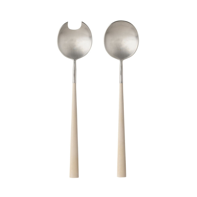 Mito Stainless Steel Salad Servers, Cream