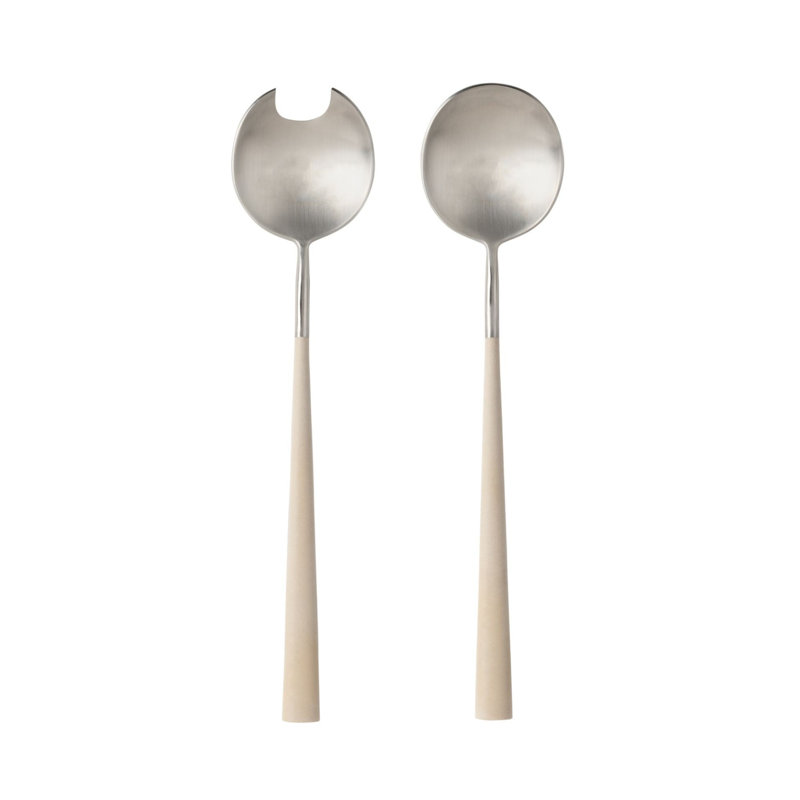 Mito Stainless Steel Salad Servers, Cream