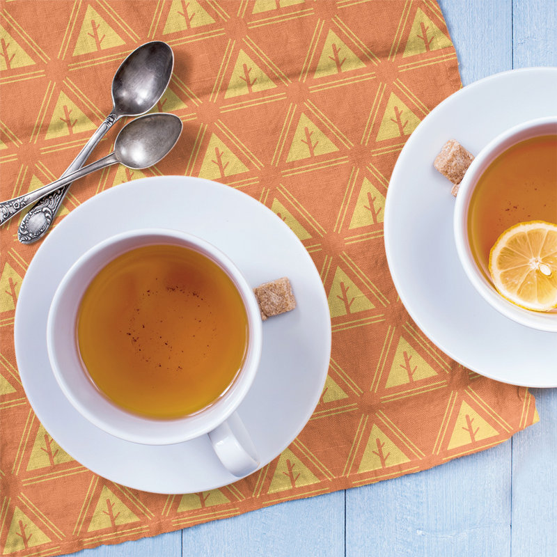 Theo Nath Tea Towel Kitchen Towel, Lemon/Light Red, Cotton Twill