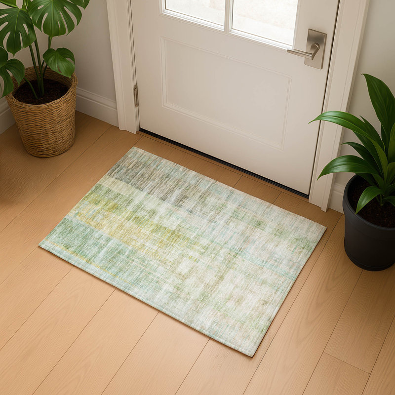 Premium Machine Washable Mayfield AMF2153 Striped Rug, Rectangle 1'8" x 2'6", Linen