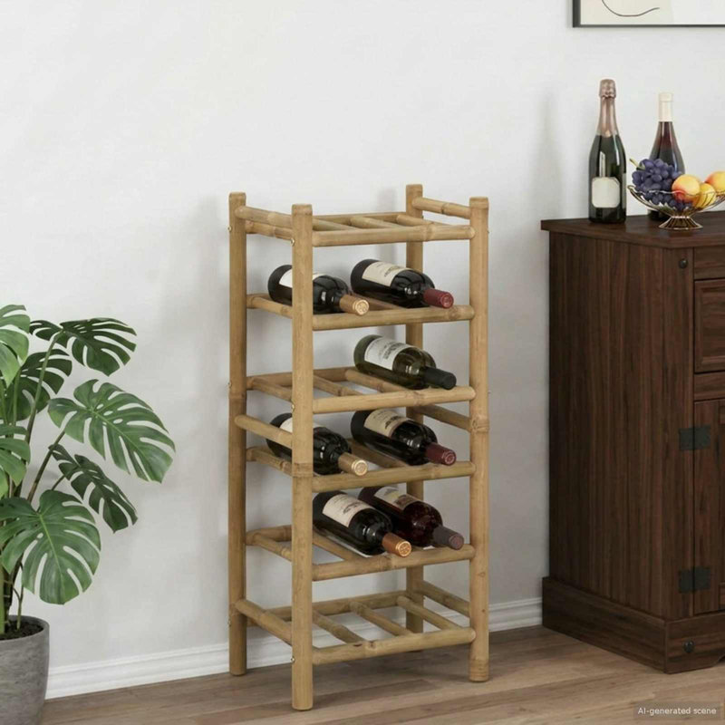 Open Shelving Wine Bottle Rack Natural, 72cm H x 32.5cm W x 29.5cm D