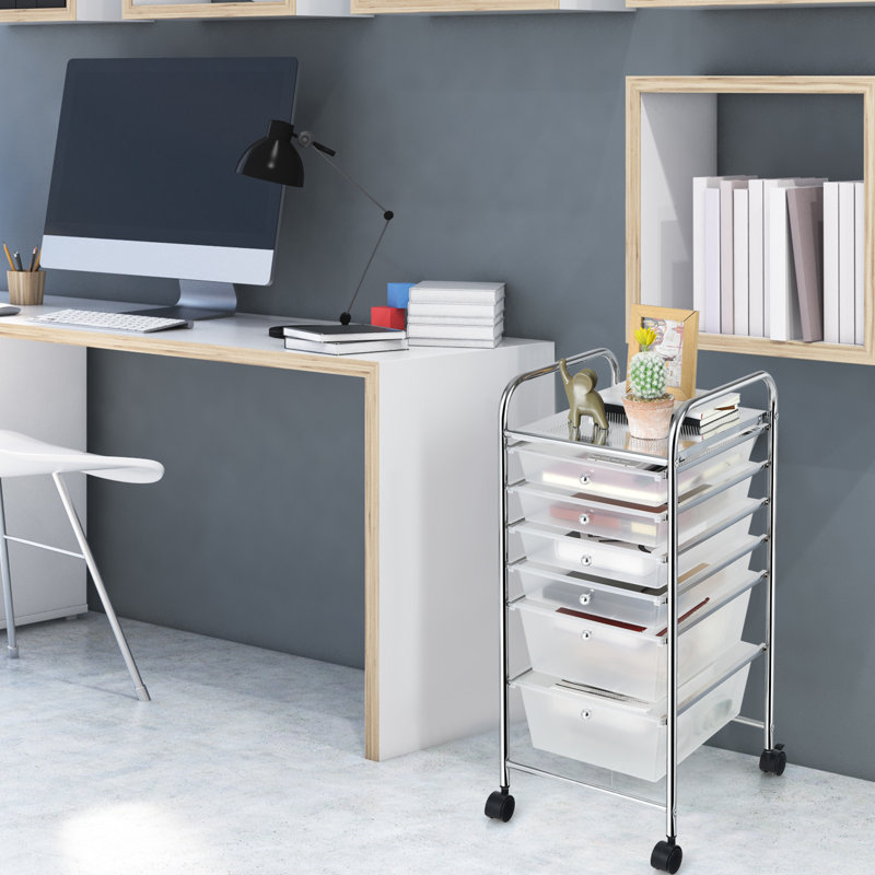 Stoke Bishop 75cm H x 33cm W Utility Cart with Wheels, Grey/White