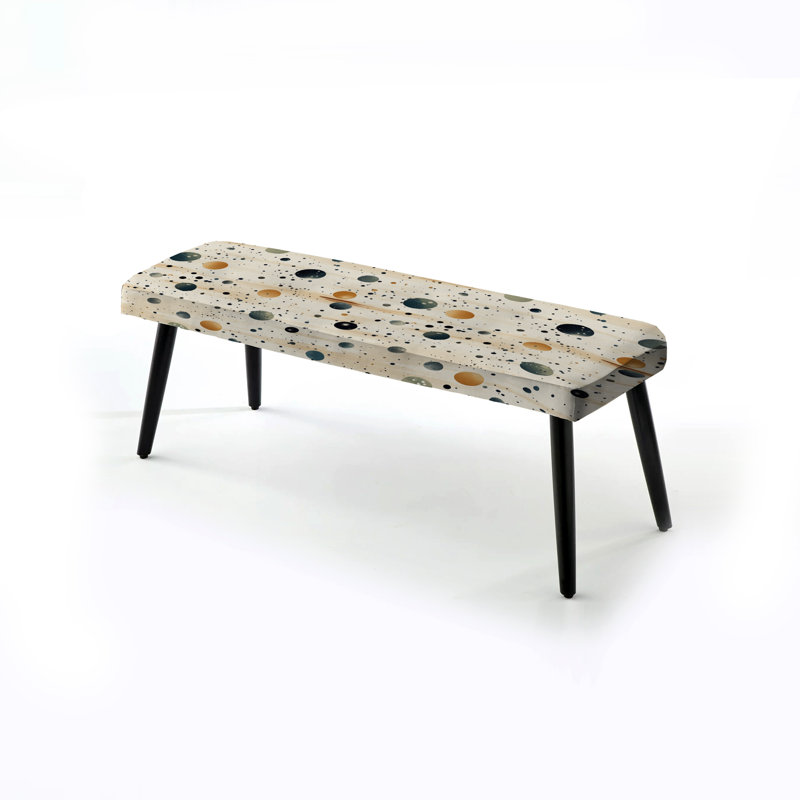 Banc rembourré à pois noirs, Splendeur d,un motif à pois rustique