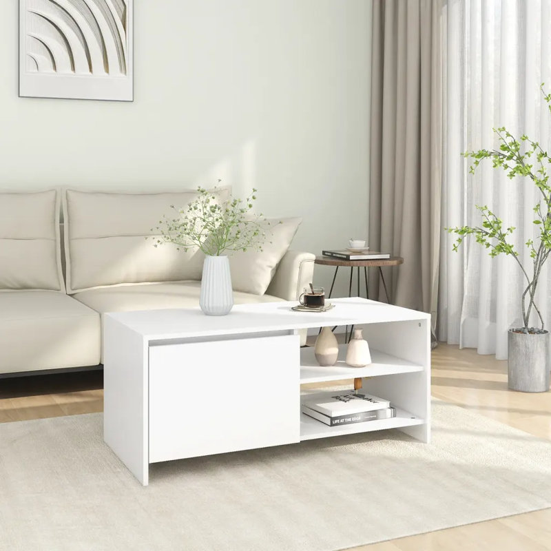 Greysyn Solid Coffee Table with Storage, White