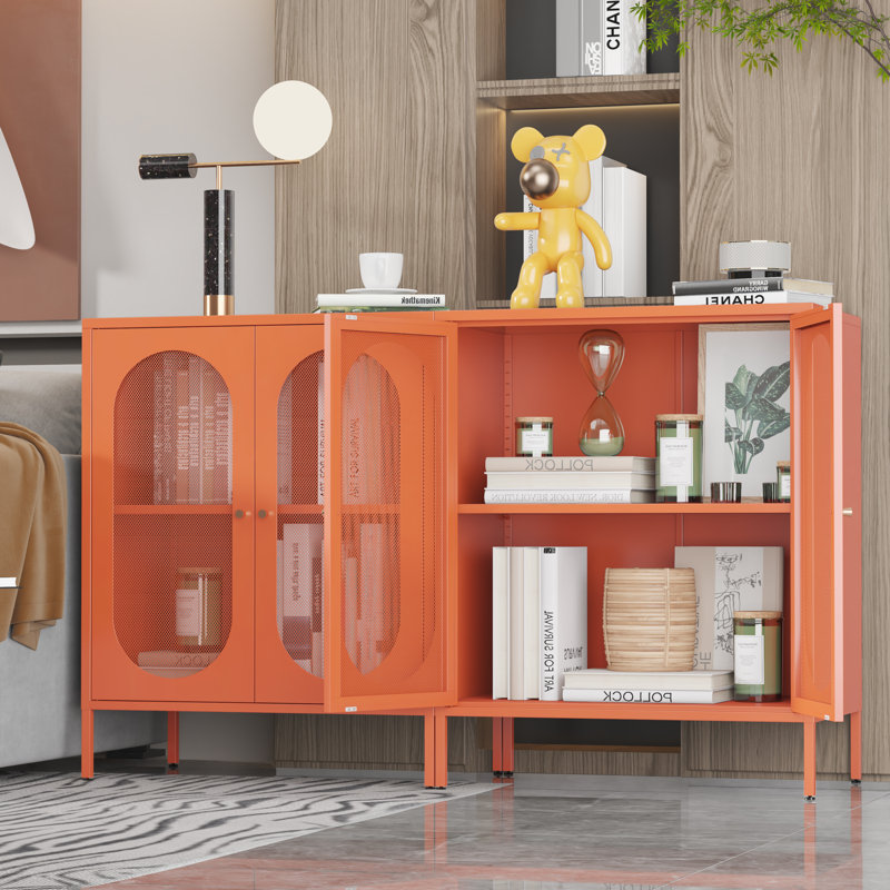 2 Door Accent Cabinet,metal Storage Cabinet With Adjustable Shelf,buffet Sideboard For Bed Room,living Room,entryway,hallway,home,hotel,office,garage,kitchen,1 Removable Shelf.