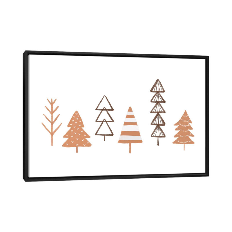 «Winter Trees Illustration» par Orara Studio - Reproduction d'art sur toile encadrée, Pas de tapis, Toile avec cadre noir