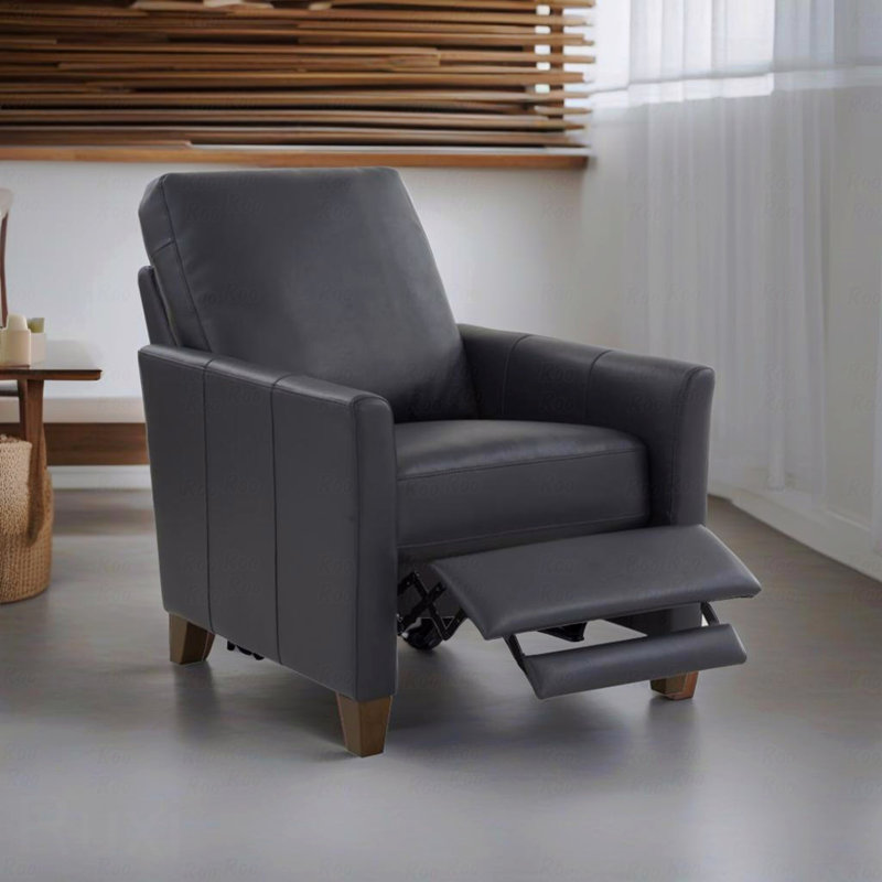 Midnight Blue Faux Leather Modern With Recliner Function, Blue
