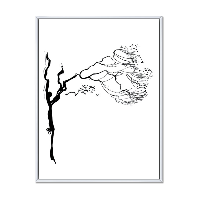 Graphiques en noir et blanc I - peinture sur toile, H 32 po x l 16 po x P 1 po, Cadre flottant blanc
