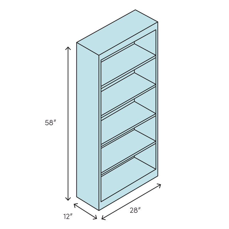 Bayamo 58" Wood and Marble-Look Storage Bookshelf