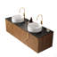 Meuble-lavabo 60 po avec lavabo, armoire de rangement murale flottante en contreplaqué avec 4 portes, 2 lavabos ronds en céramique et comptoir Sinte Stone