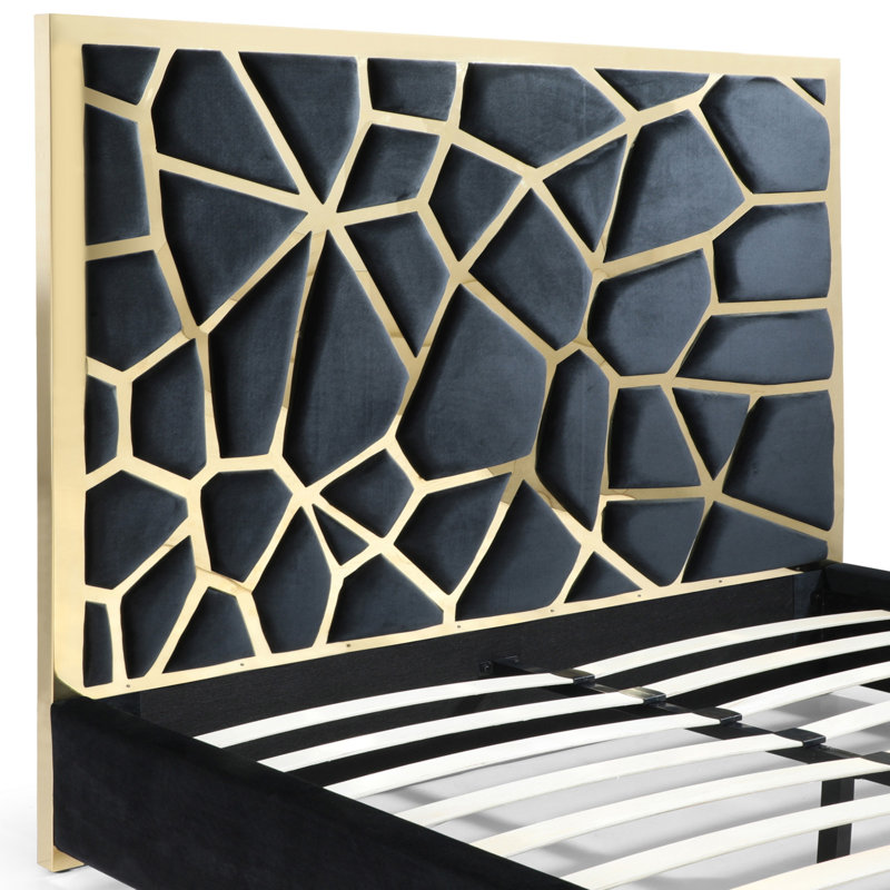 Upholstered Metal Platform Bed, King, Black