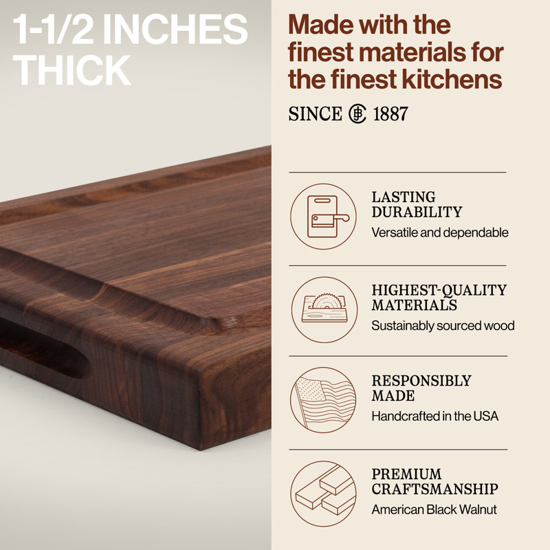 John Boos Reversible 18" Barbecue Carving Cutting Board w/ Juice Groove, Walnut