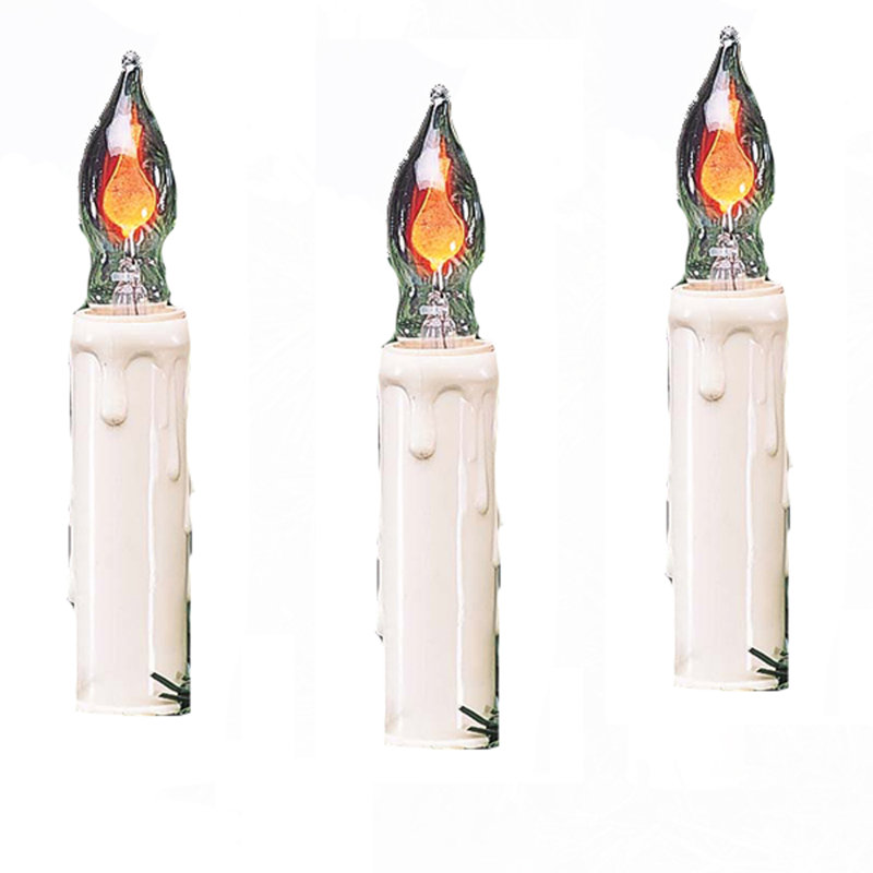 White Flameless Christmas Candle Light Set with Orange Flame