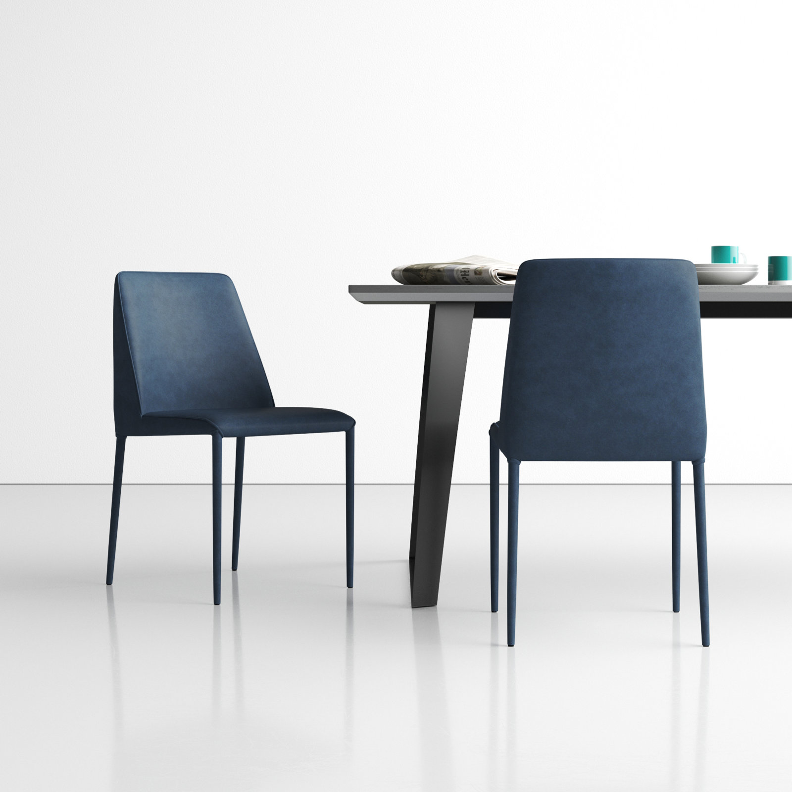 Gravity Vegan Leather Dining Chair, Ocean Cavern Gray