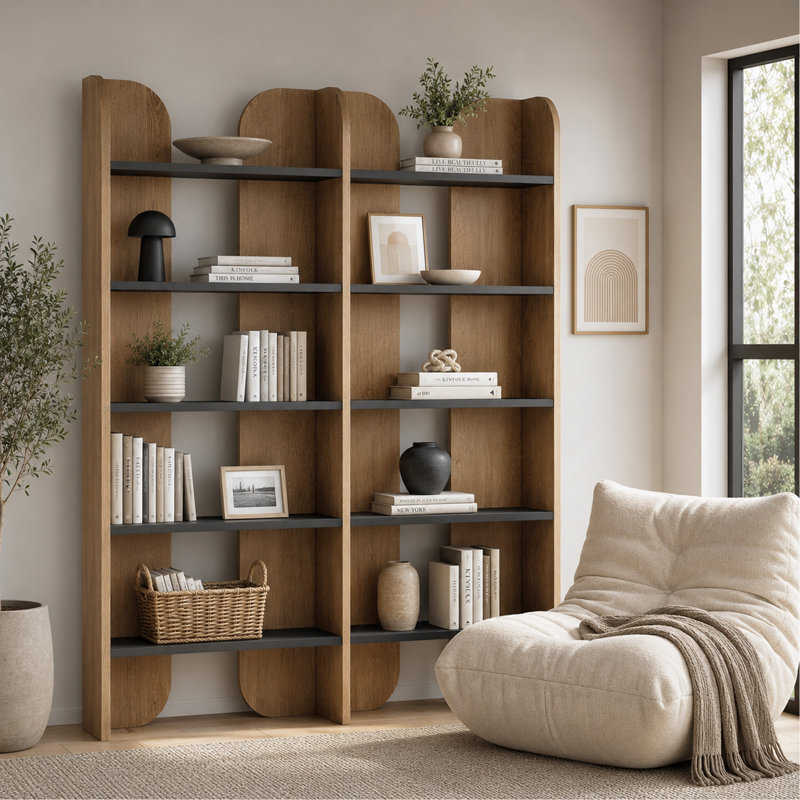 Tablettes modernes, bibliothèque spacieuse, bibliothèque à 5 niveaux