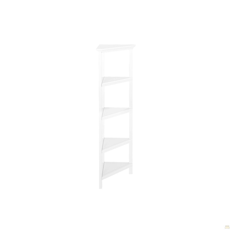 4-Shelf Tall Wood Corner Bookcase With Open Bookshelves, White