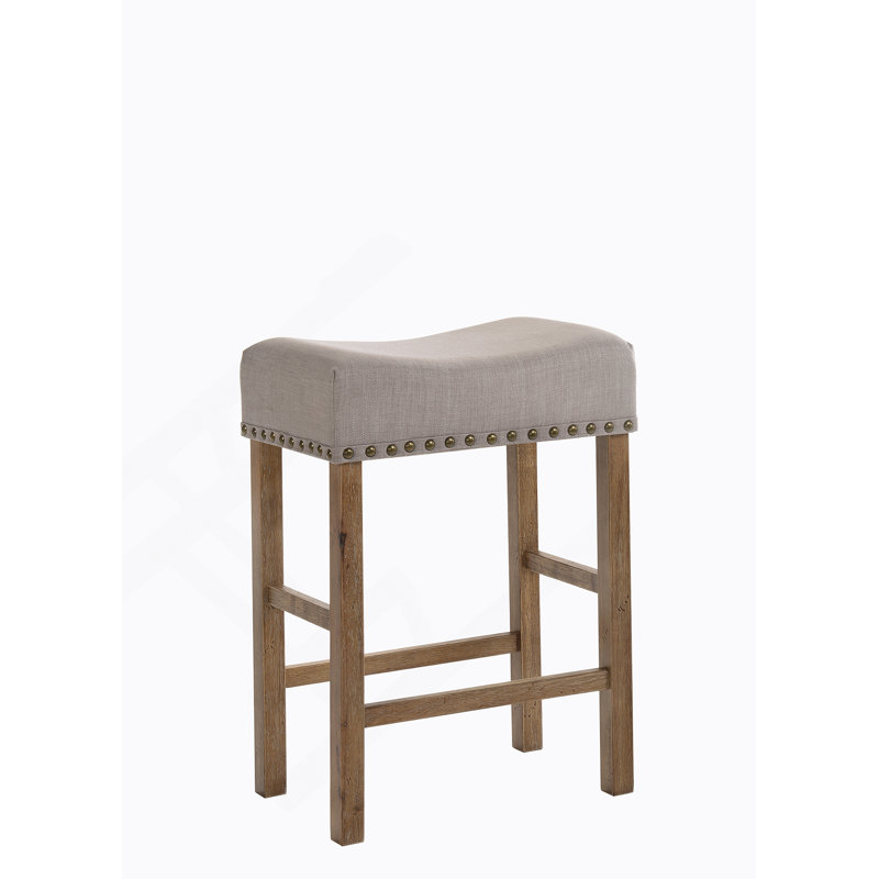 Tabouret à hauteur de comptoir en lin et chêne vieilli (ensemble de 2)