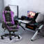 JL Comfurni JD-S0 Adjustable Reclining Ergonomic Faux Leather Swiveling PC & Racing Game Chair with Footrest-86593334