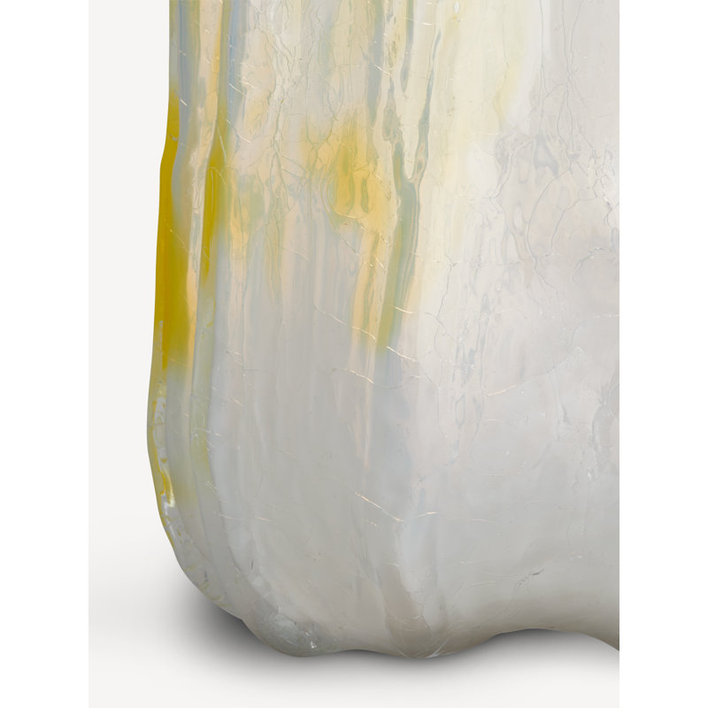Vase de table en verre Crackle, Jaune