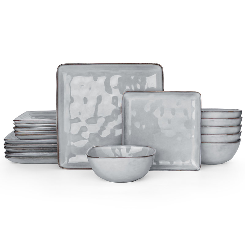 Piece Stoneware Dinnerware Set - Service for 6, Grey