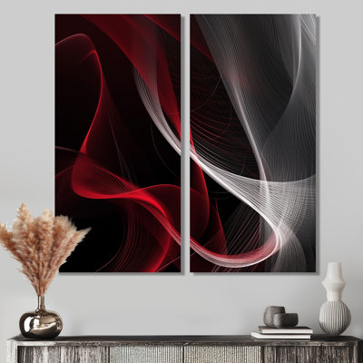 Red Black Contemplative Abstraction I - Abstract Modern Waves Wall Art