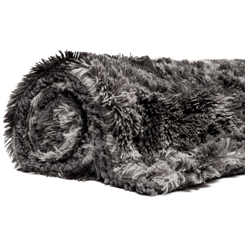 Gray Faux Fur and Sherpa Reversible Throw Blanket 50" x 65"